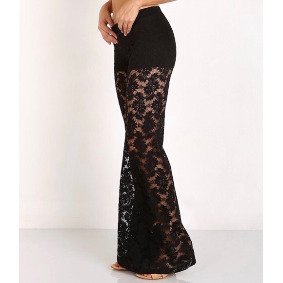 NIGHTCAP Stretchy Lace Pants Floral Flares Bells    poshmark.com/closet/kreed324 - Picture 2 of 9